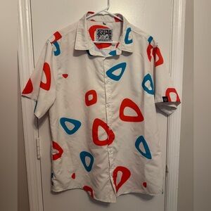 Togepi Pattern Pokemon Button Up Hawaiian Shirt Size L